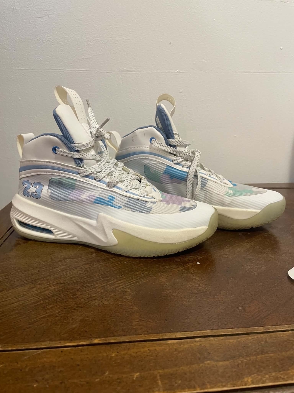 Kids White Sneakers with Pastel Camouflage Accents